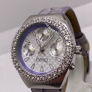 DMQ Womens Silver Tone Gem Watch Works New Battery